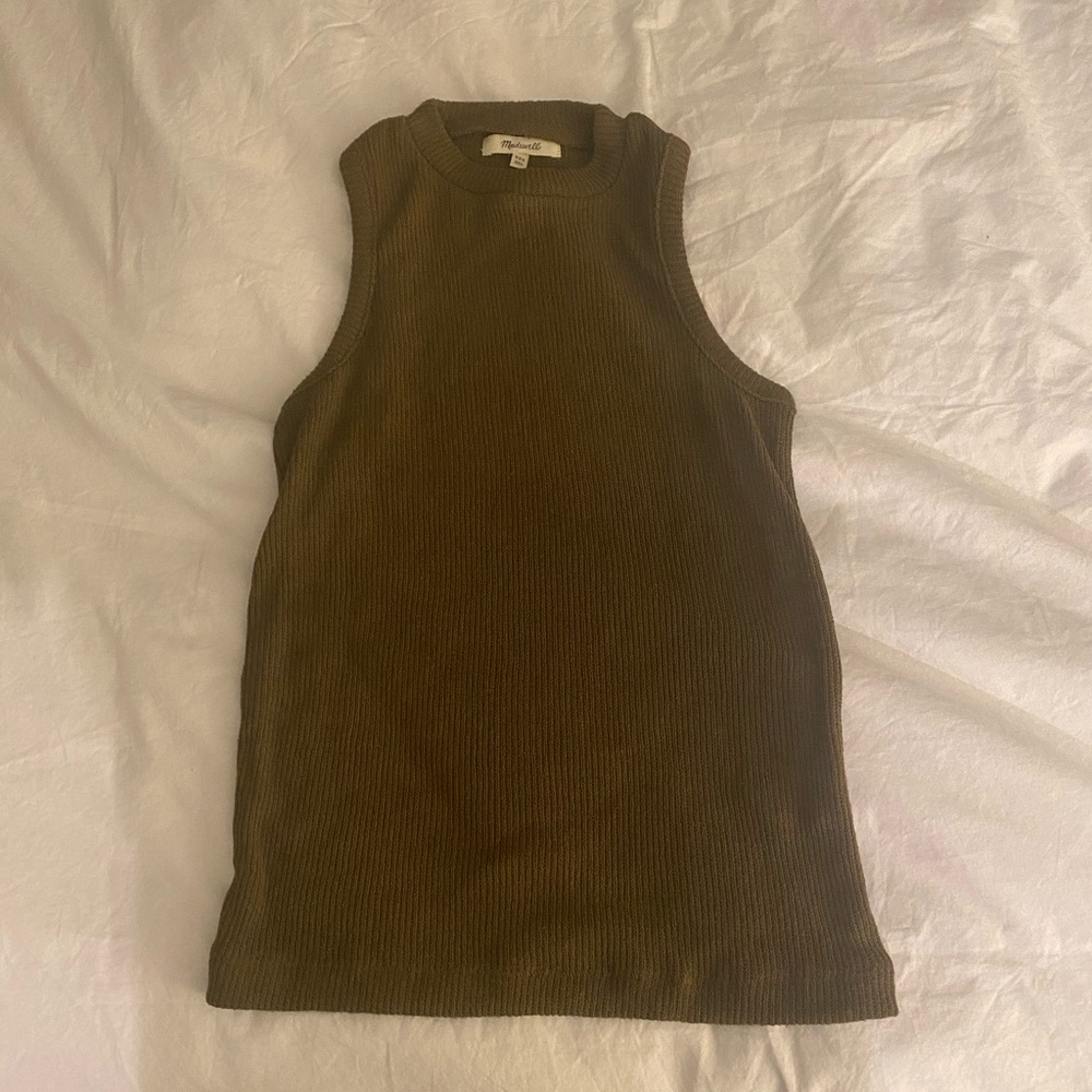 XXS Madewell Olive Green Mockneck Sweater Tank Top